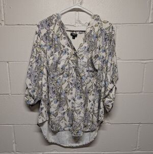 Torrid Harper Floral Print Tab Sleeve Women's Blouse 1X